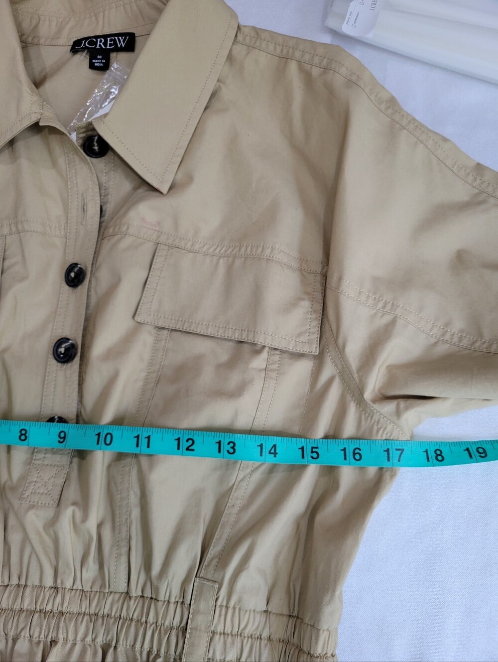 J Crew Trench shirt-dress in cotton poplin CS932 Size 10 NEW Tan - Picture 9 of 9